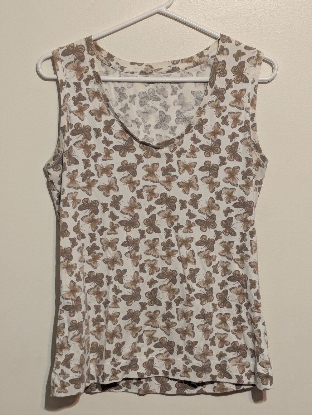 DenverHayes Soft Brown Butterfly Sleeveless Tee Tank - L